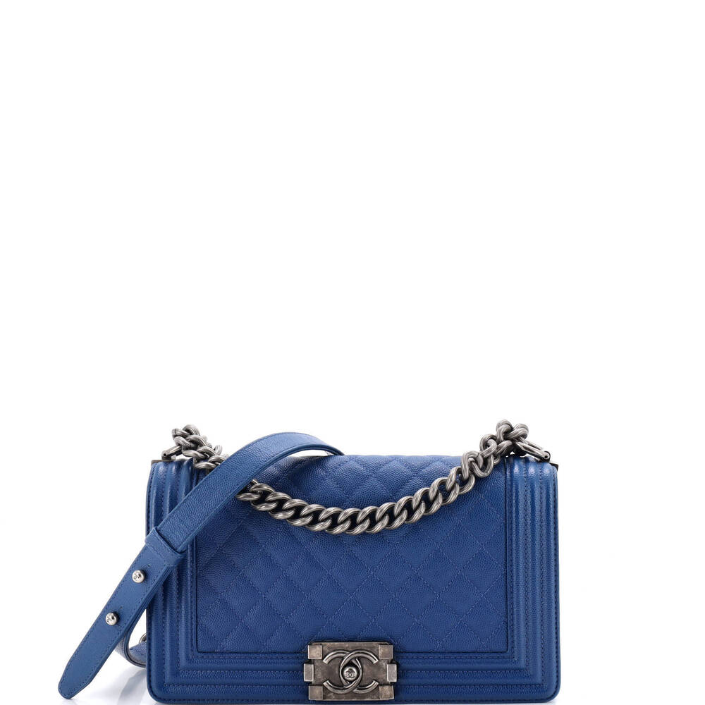 Chanel Old Medium Boy Flap Bag Quilted Caviar